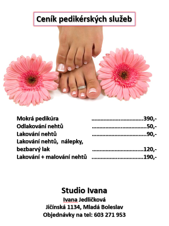 Pedikura Mlada Boleslav cenik novy